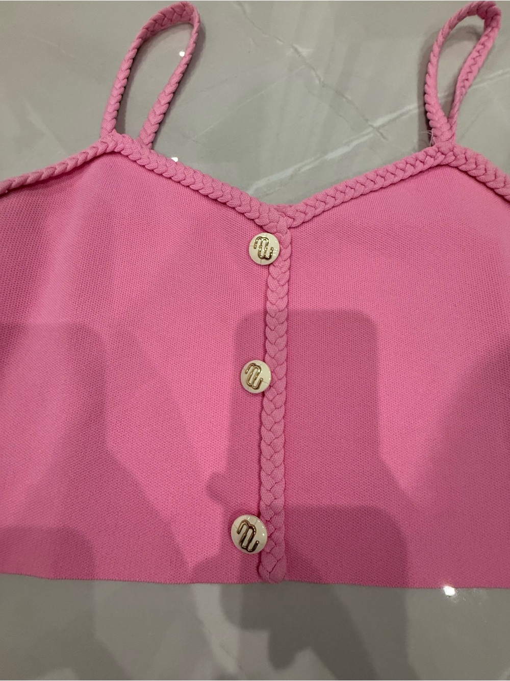 Maje Barbie Pink Braided Trim Crop Top & Skirt Set - Picture 4 of 11